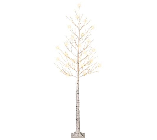 Puleo International 8ft Pre-Lit White Artificia l Twig Tree