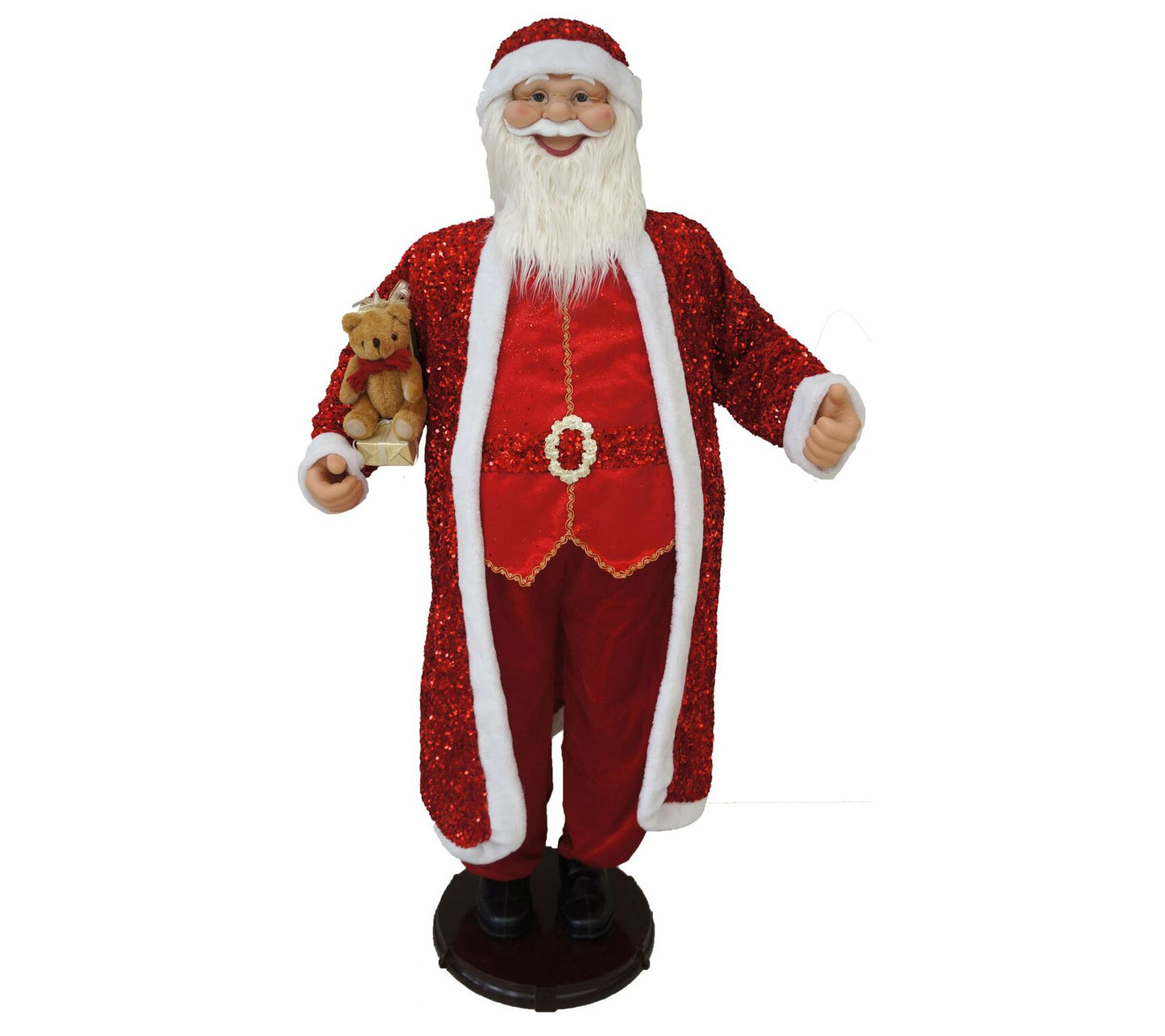 Christmas Time 58-In. Dancing Santa in Red Sequ in Suit