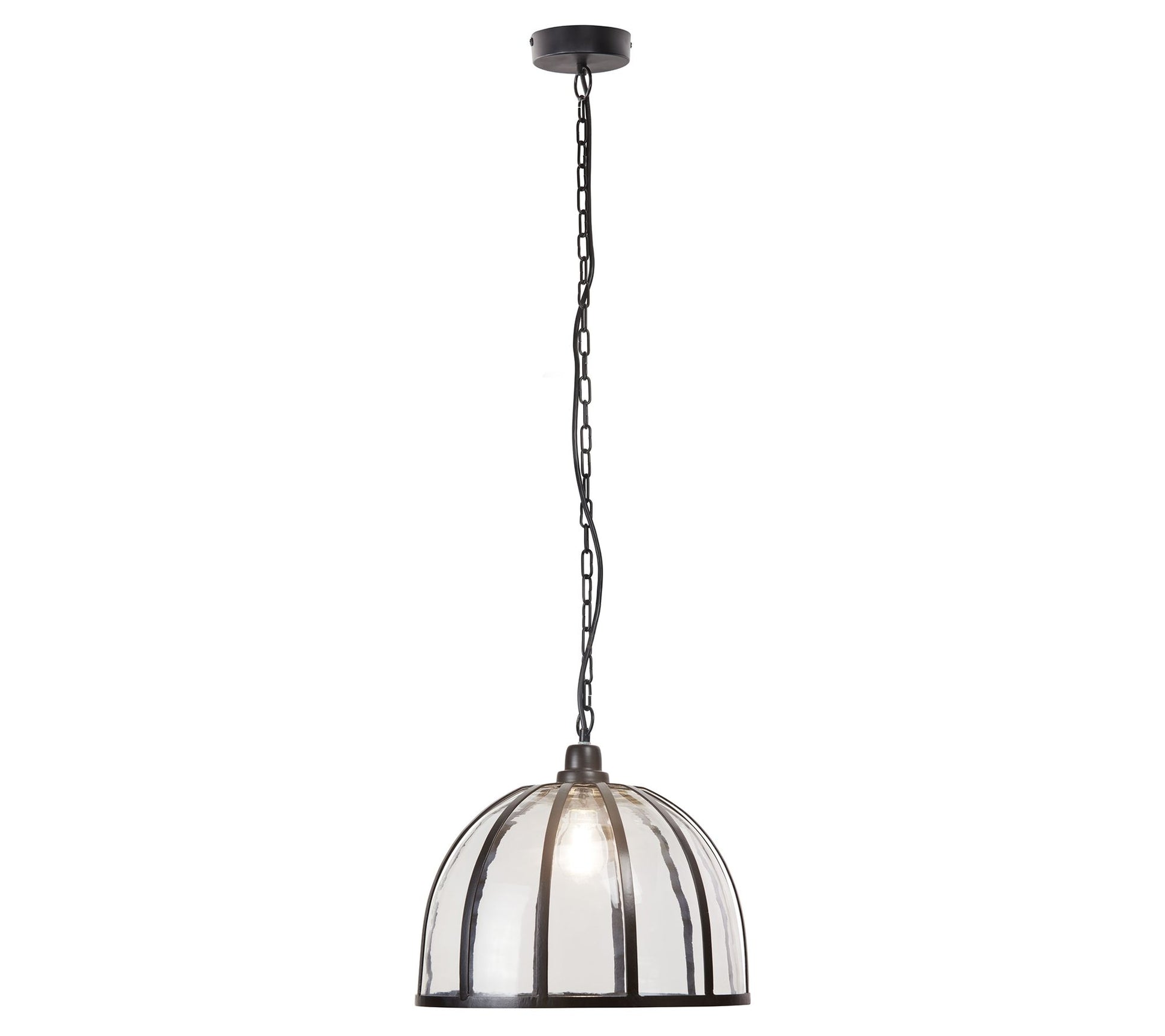 River of Goods Black Pendant Light with Glass and Metal Shade