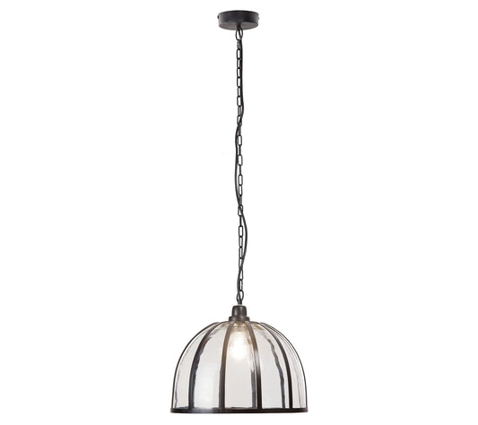 River of Goods Black Pendant Light with Glass and Metal Shade