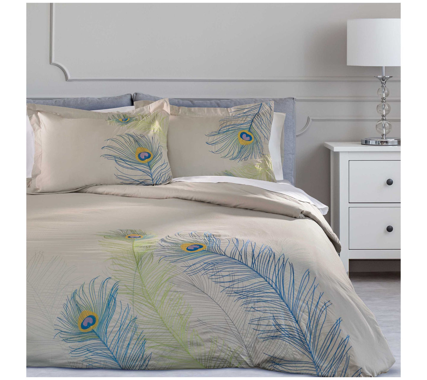 Superior 3-Piece Peacock Cotton Duvet Cover SetKing/Cal.King