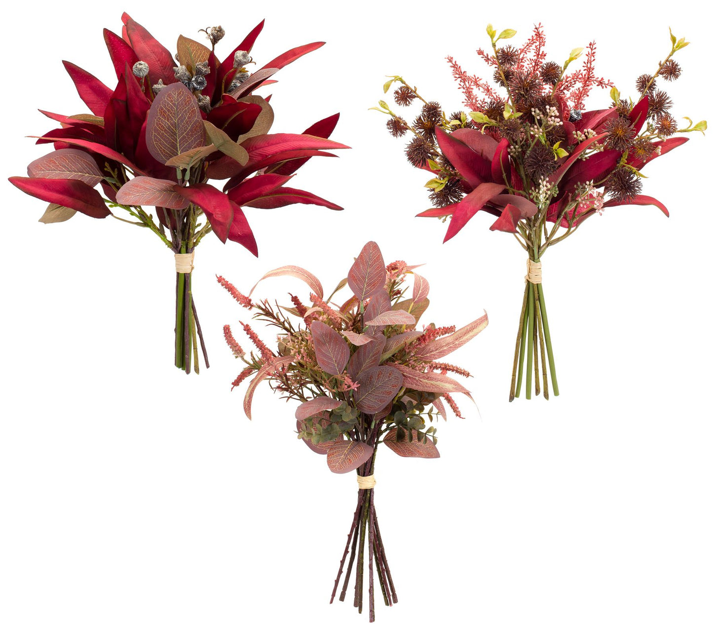 Melrose S/6 Fall Burgundy Foliage & Thistle Bundle Bouquet