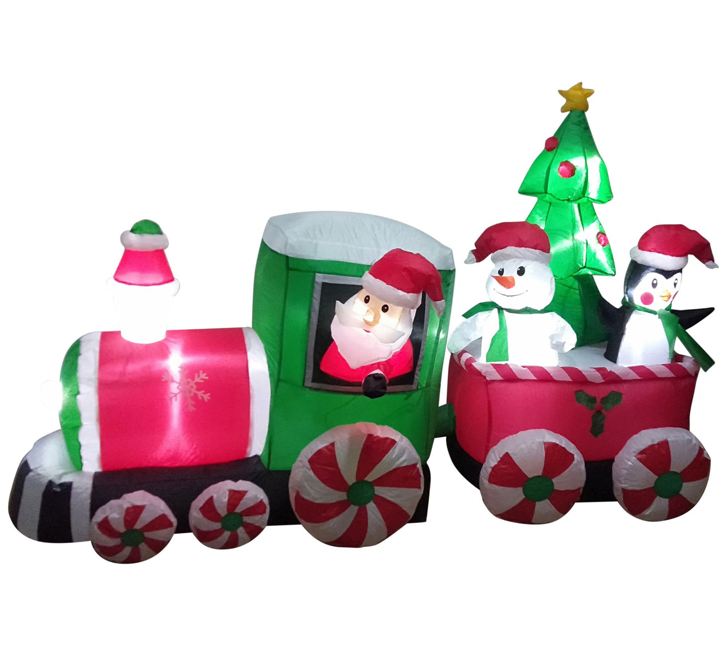 Northlight 8' Inflatable Santa & Friends Train Outdoor Decor