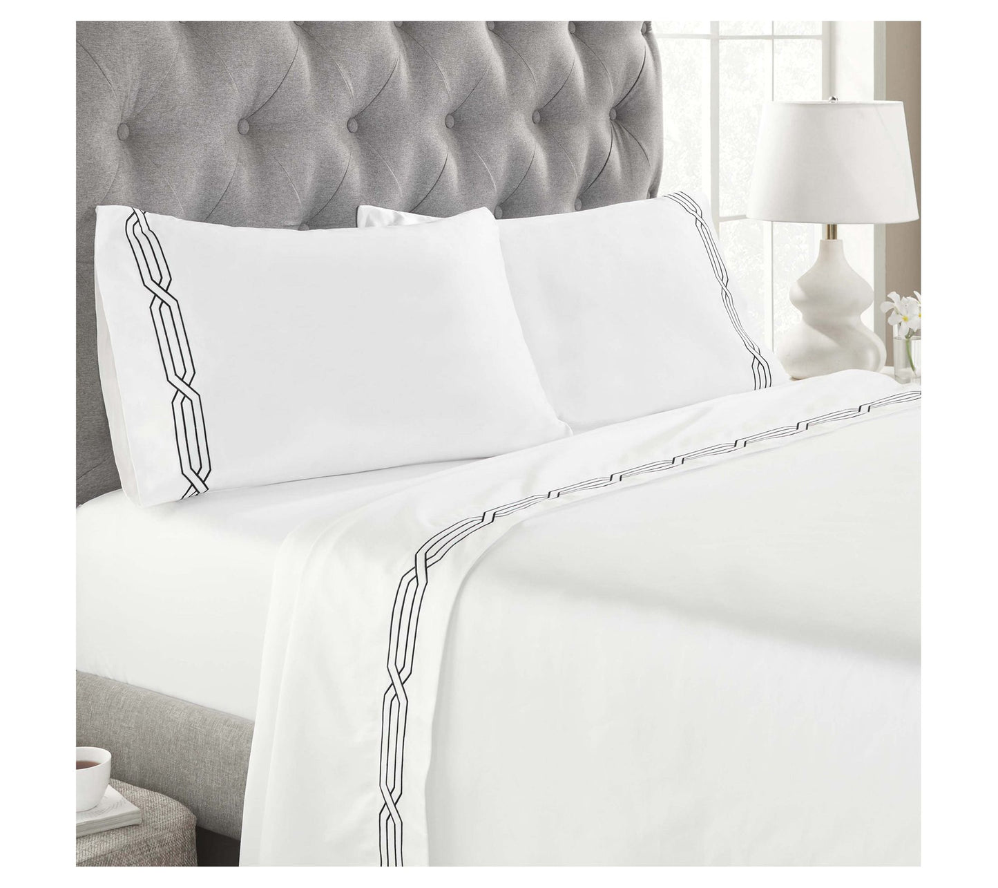 Superior Egyptian Cotton 1200TC Embroidered BedSheet Set,King