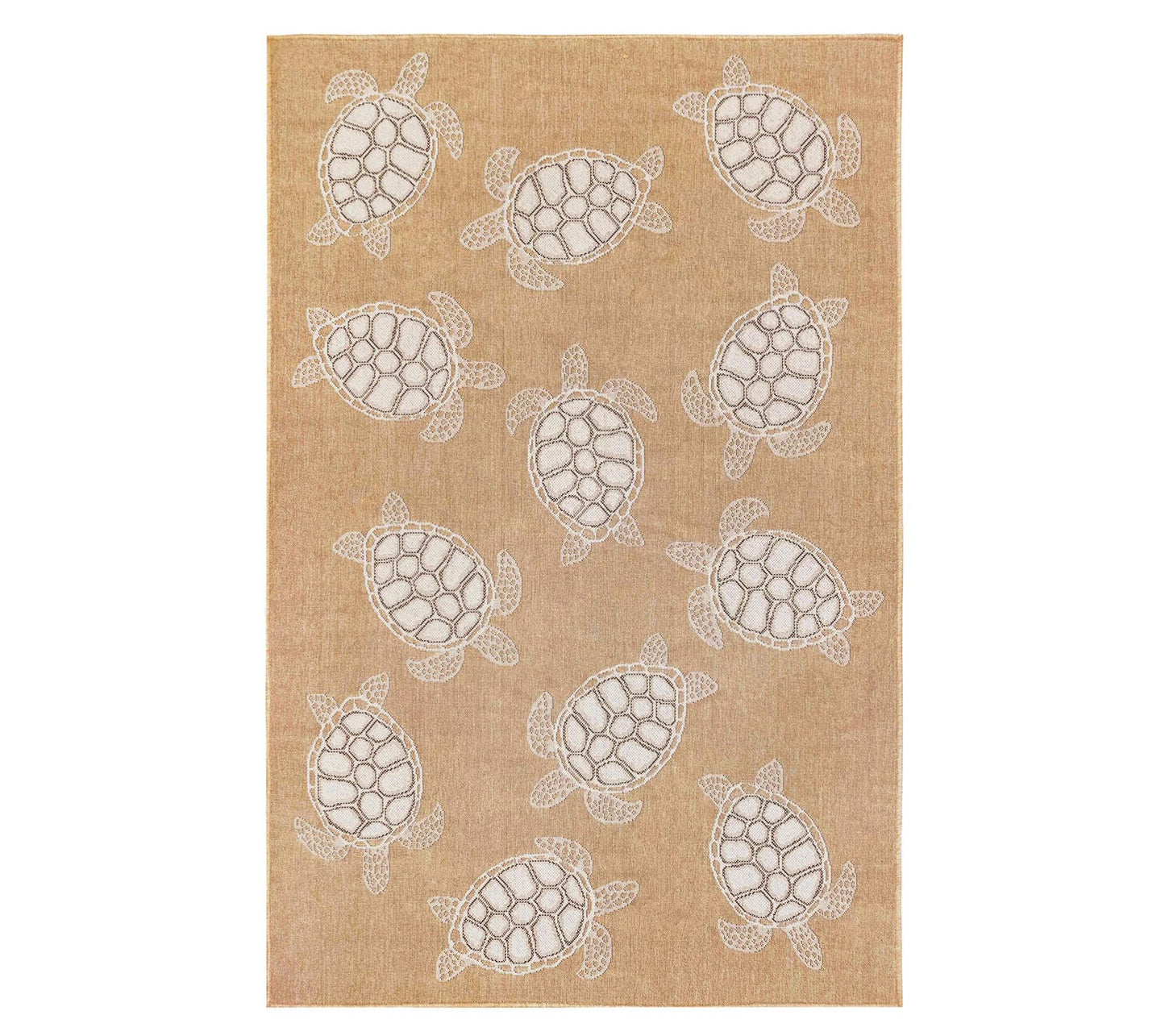 Liora Manne 7'x9' Carmel Seaturtles Indoor/Outdoor Rug Sand