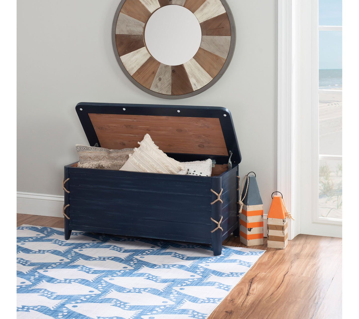 Linon Home Decor Watts Rope Cedar Storage Ches t