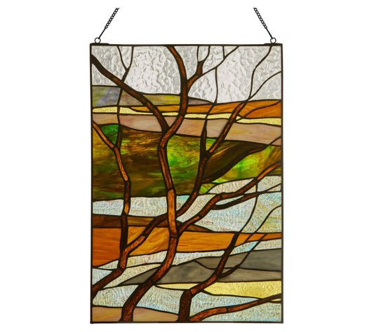 River of Goods 20"H Treescape Stained Glass Window Panel