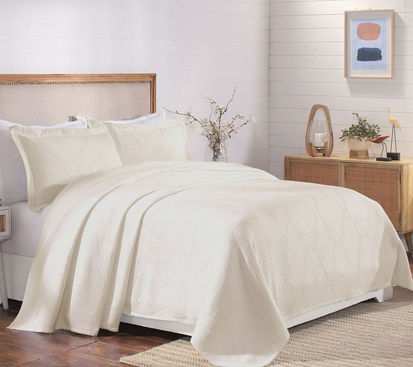 Superior Victory Cotton Matelasse Weave Bedspread Set- Full
