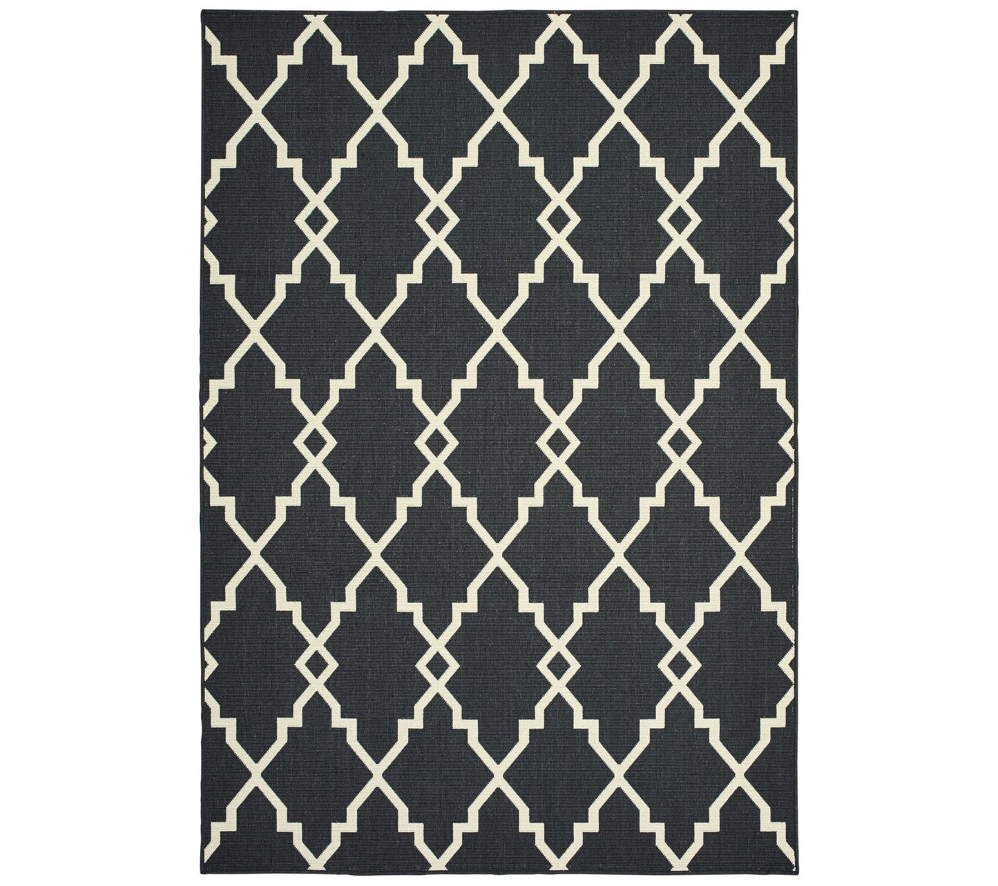Veranda Living In/Out Black Geometric Lattice 5 '3"x7'6" Rug