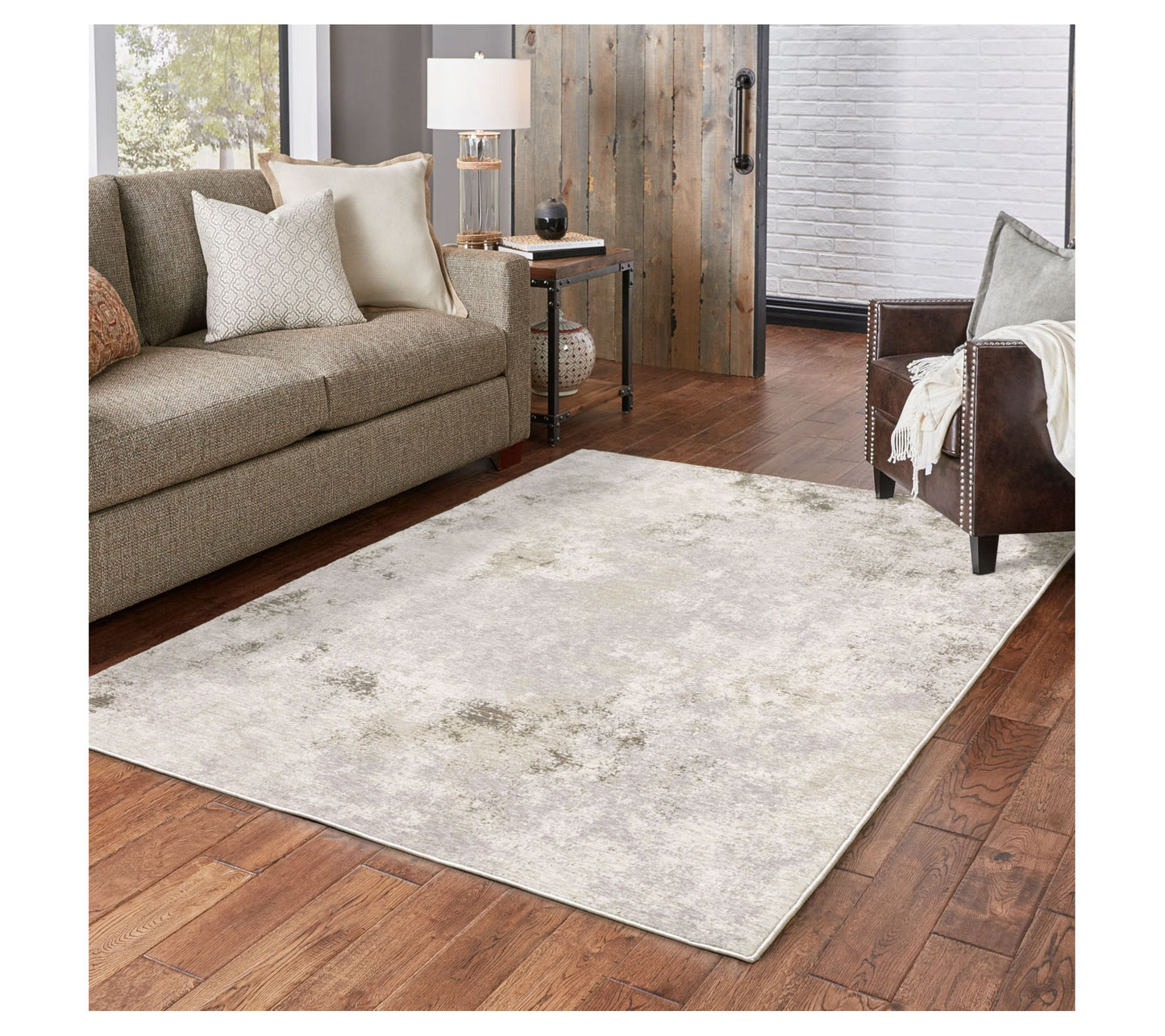 Linden Place Ivory Distressed Tonal Abstract 5'3"x7'6" Rug