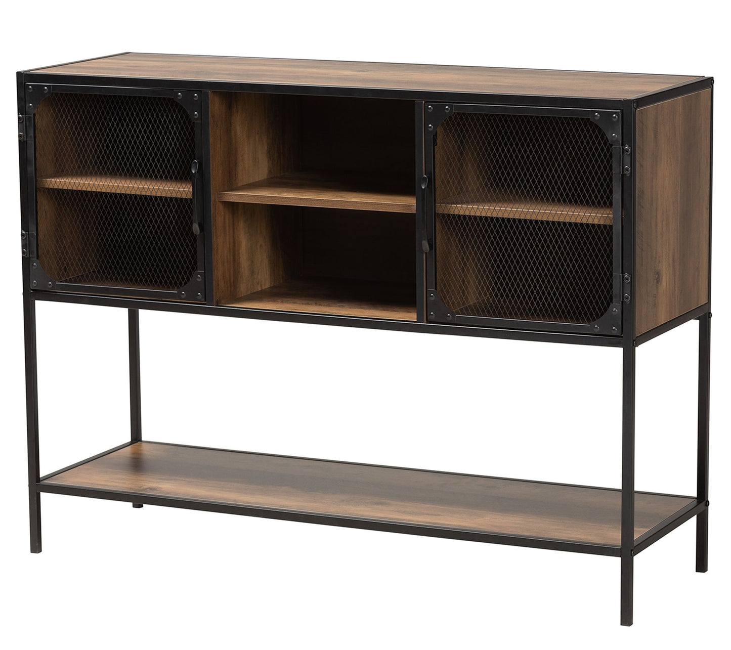 Baxton Studio Cardea Brown Wood and Black MetalSideboard