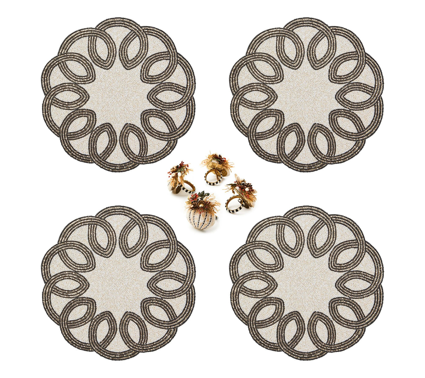 MacKenzie- Childs 4 Placemats and Set of 4 Napkin Rings