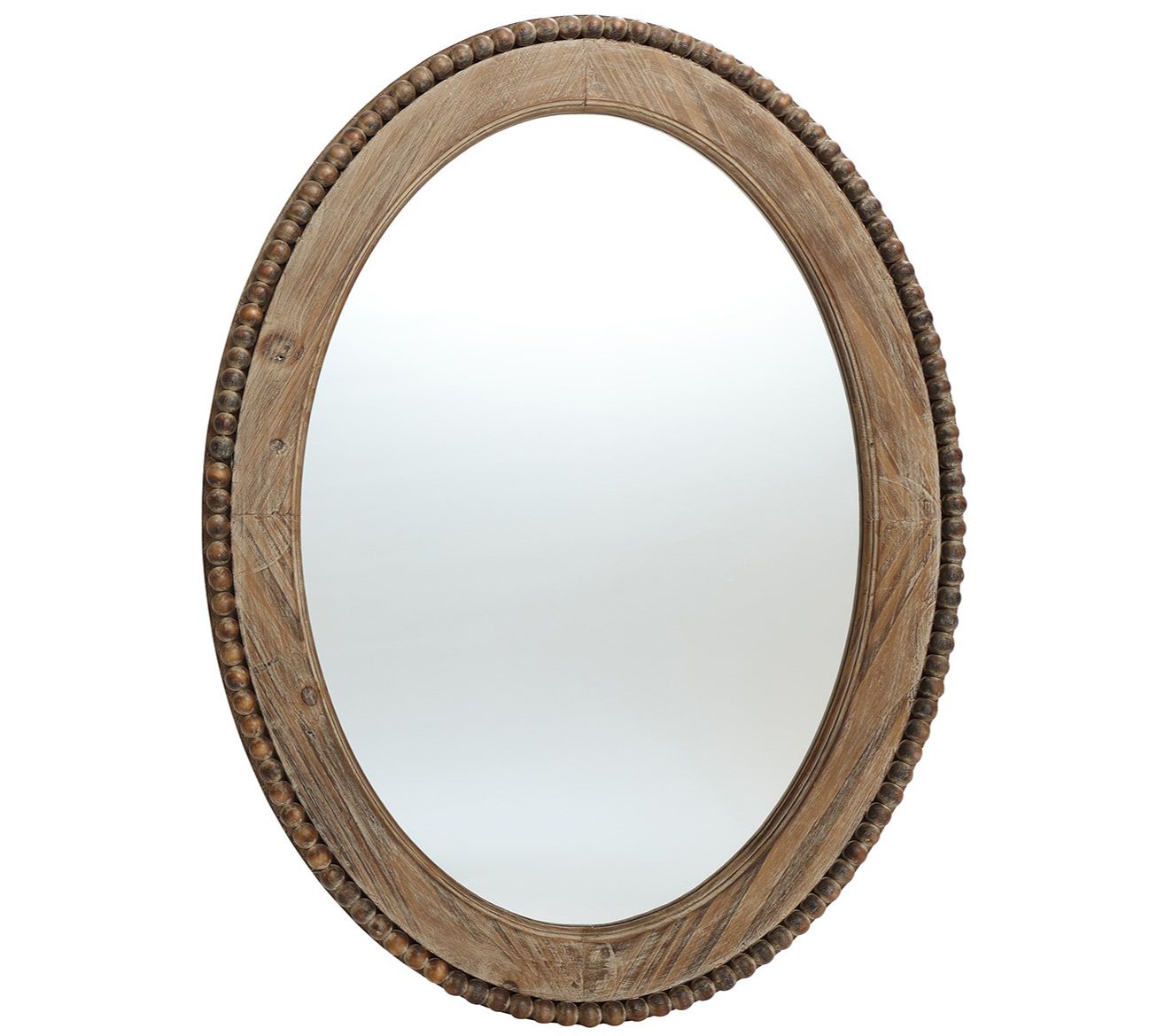 LuxenHome Cameo Wood Framed 32-Inch Oval Wall Mirror