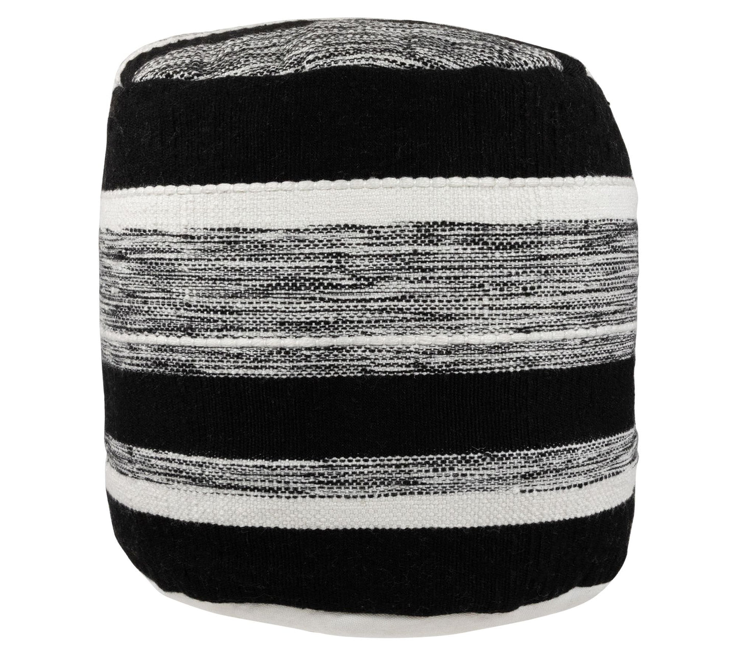Northlight Black and White Striped Outdoor Woven Pouf Ottoman