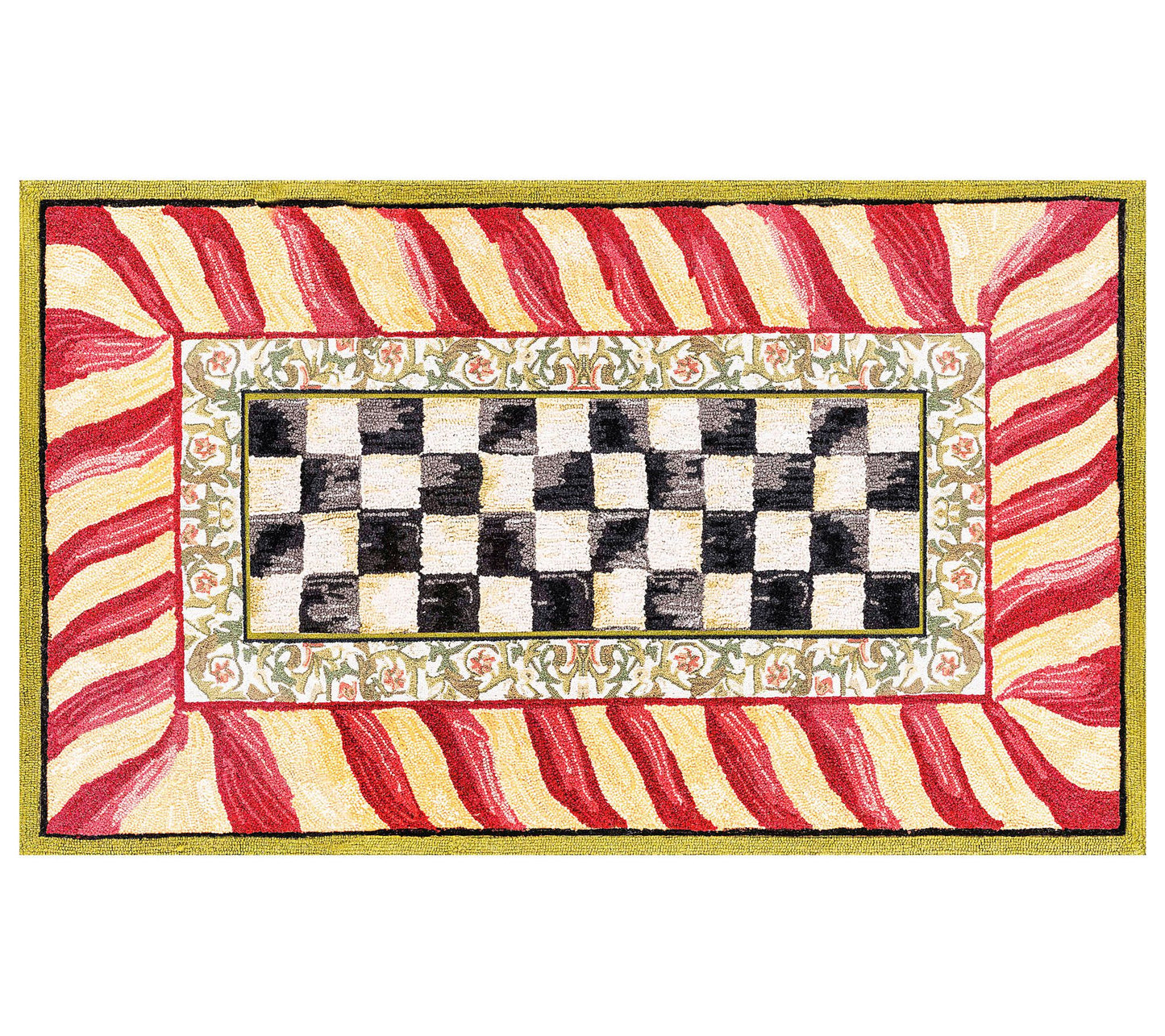 MacKenzie-Childs Courtly Check Red & Gold 3' x 5' Washable Rug