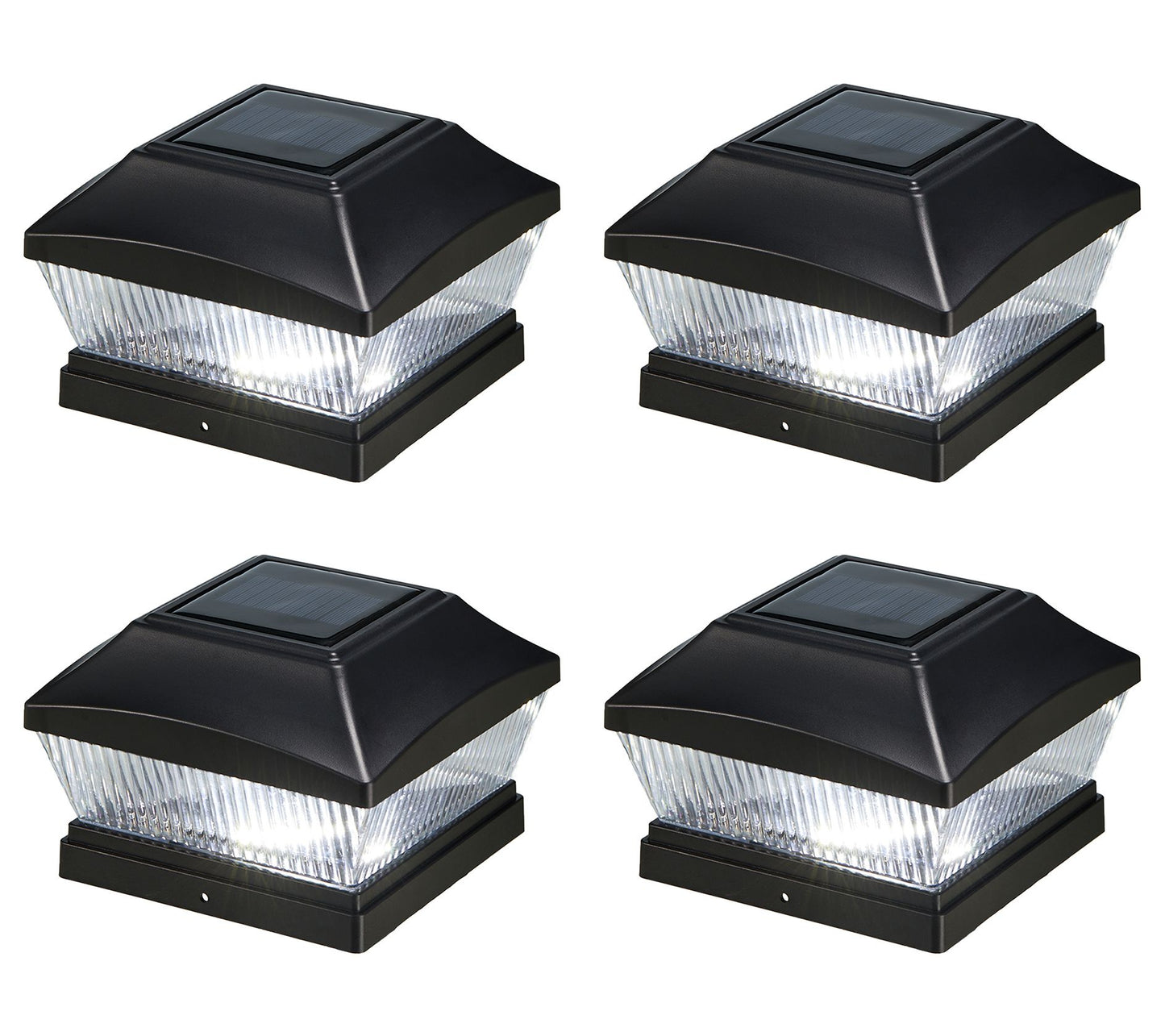 Glitzhome 7" Solar Powered LED Fence Post Cap L ight S/4