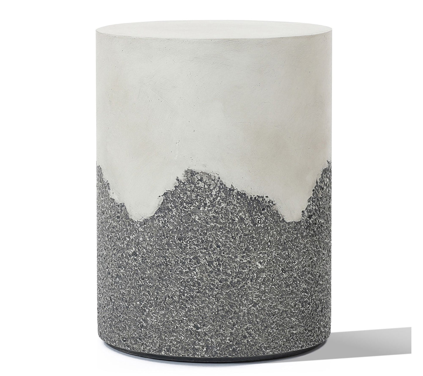 LuxenHome Gray and White Cement Round Outdoor Side Table