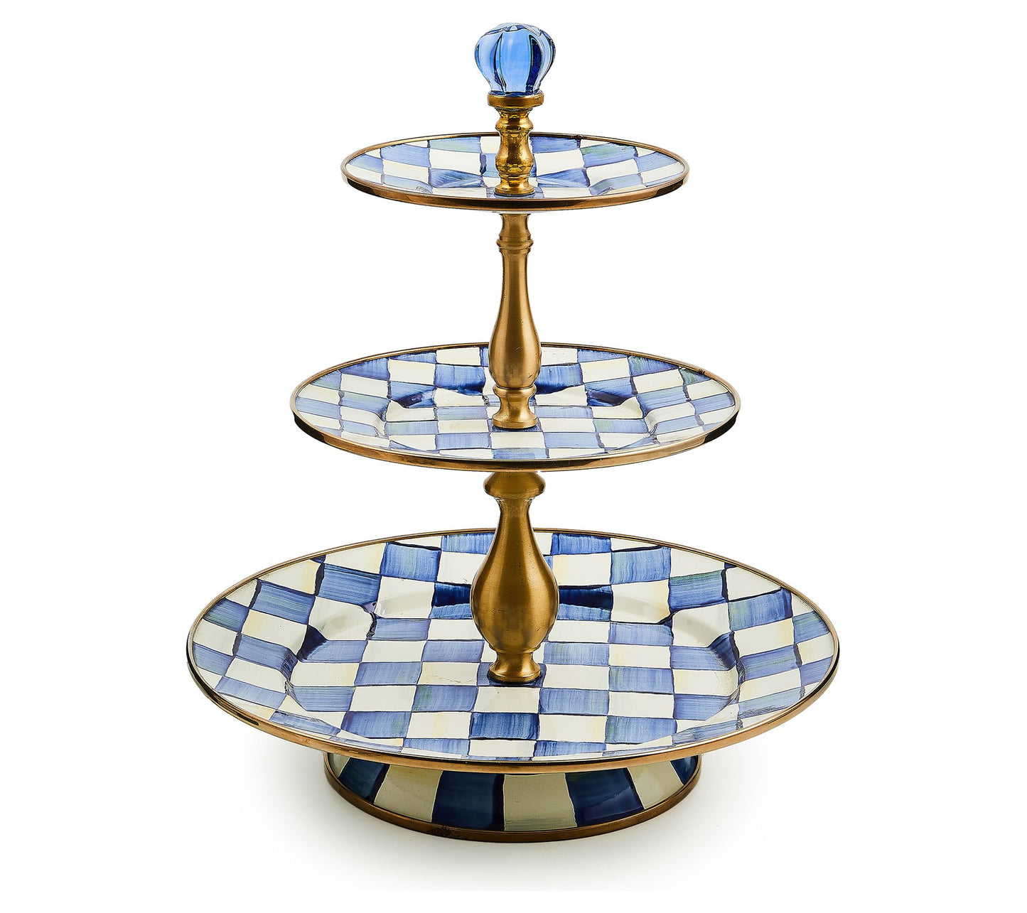 MacKenzie-Childs Royal Check Three Tier Sweet S tand