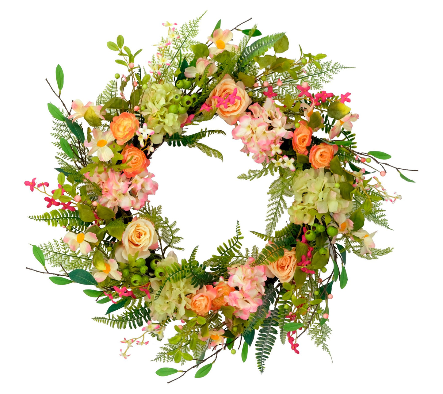 Puleo International 30" Rose Floral Spring Bouquet Wreath