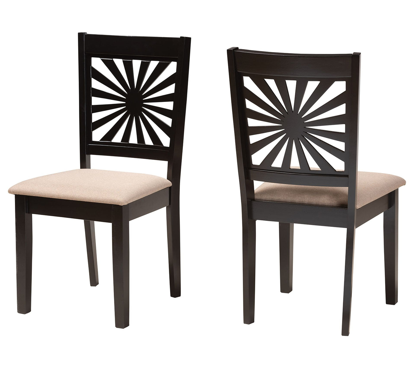 Baxton Studio Olympia Fabric and Wood Dining Chair Set of 2