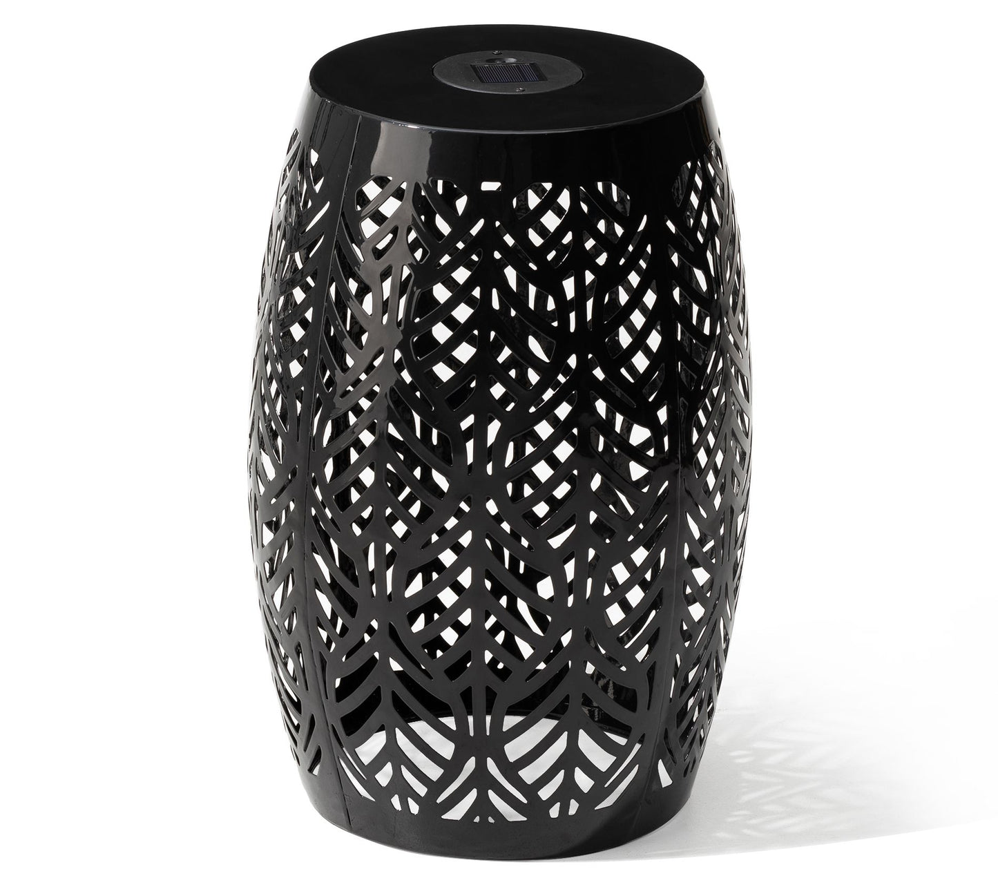 Glitzhome 18" S olar LED Lighte d Cutout Leaf G arden Stools