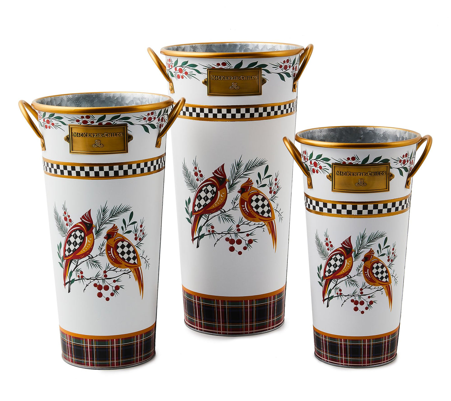 MacKenzie- Childs Set of 3 Nesting Metal Buckets