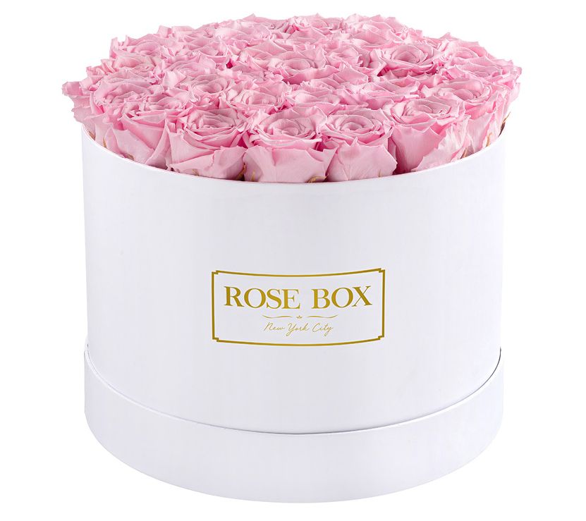 Rose Box Preserved Roses - Large Round White Box