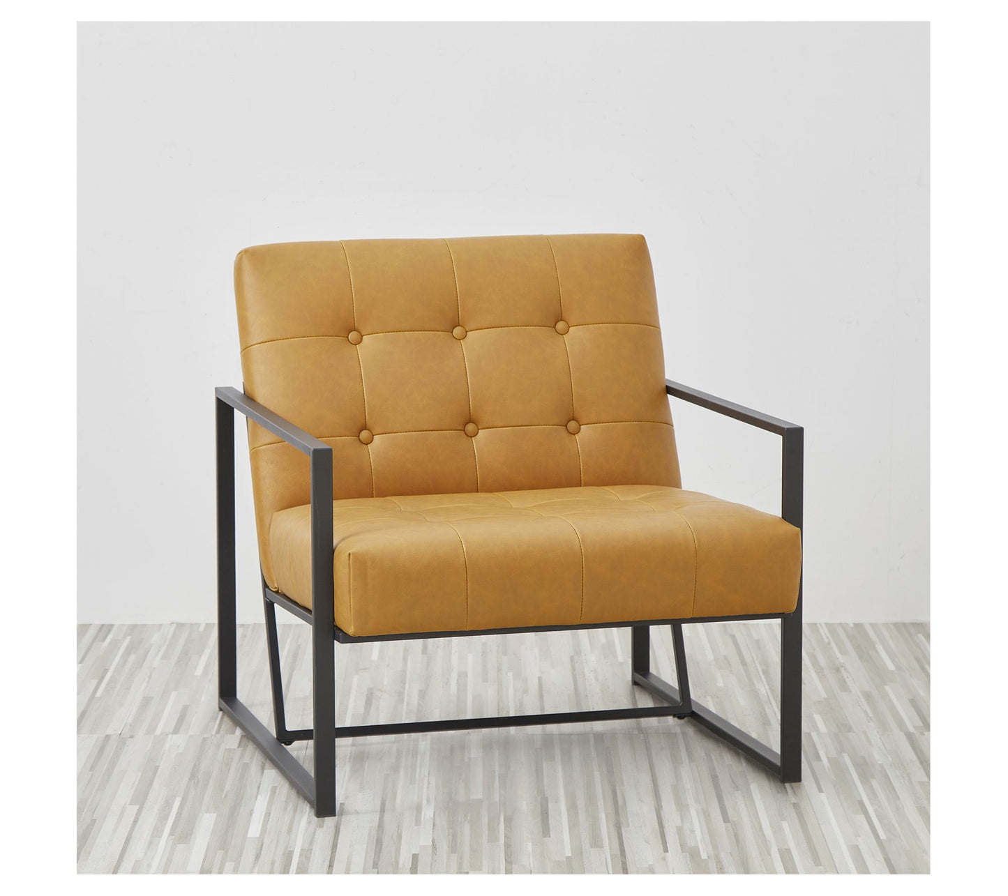Glitzhome Mid-Century Leatherette Button TuftedAccent Chair