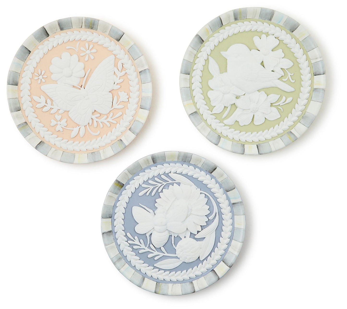 MacKenzie Childs Set of 3 Cameo Resin Trinket Trays
