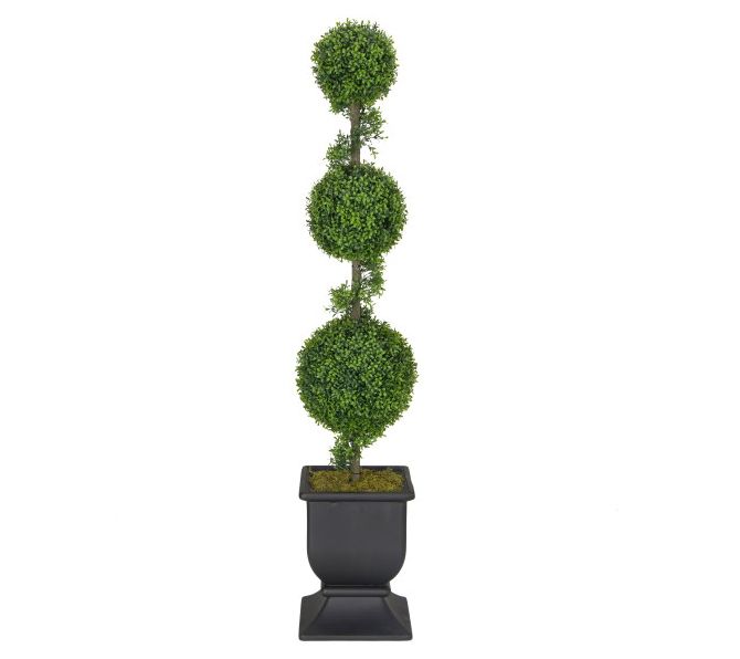 Puleo International 60in Topiary Triple Ball Boxwood Tree