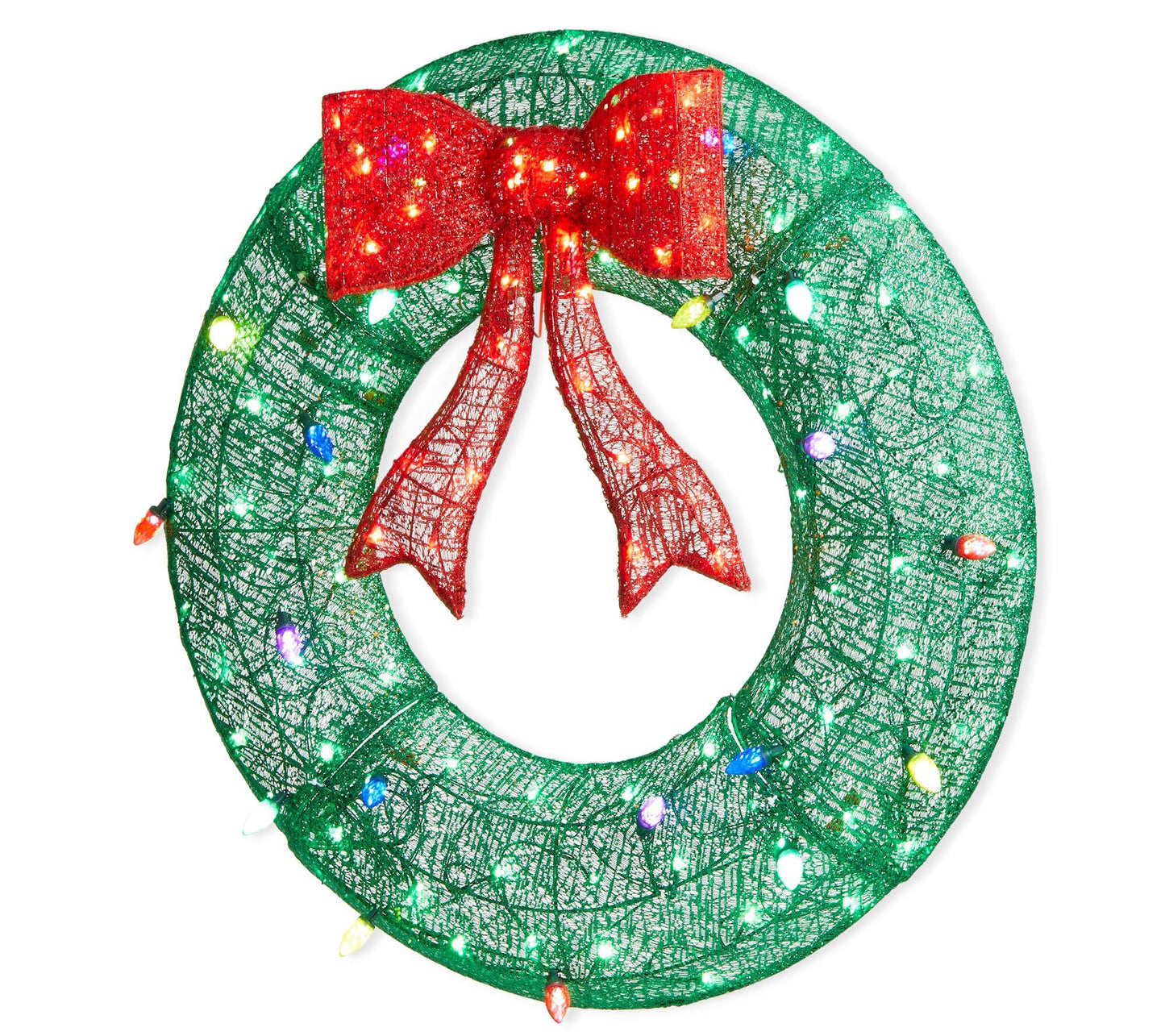 Glitzhome 35.5"H LED Lighted Christmas 3D MeshWreath