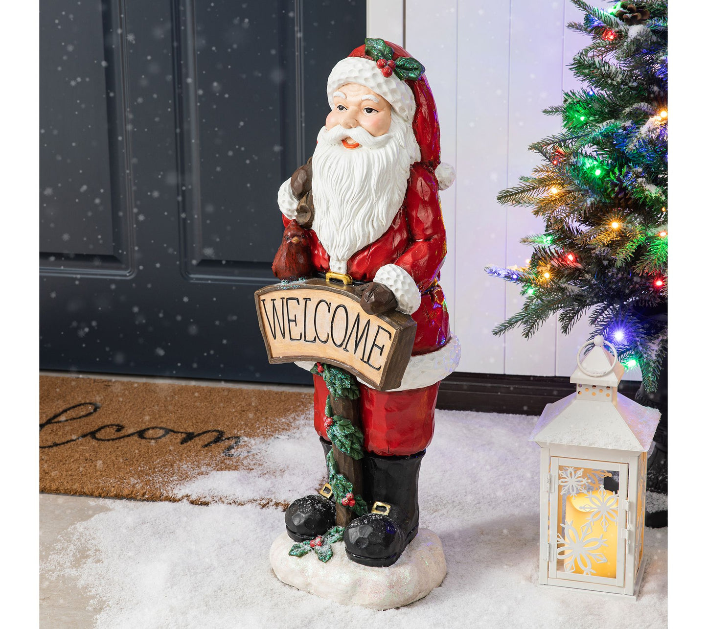Glitzhome 28''H WELCOME Christmas Santa Porch Decor