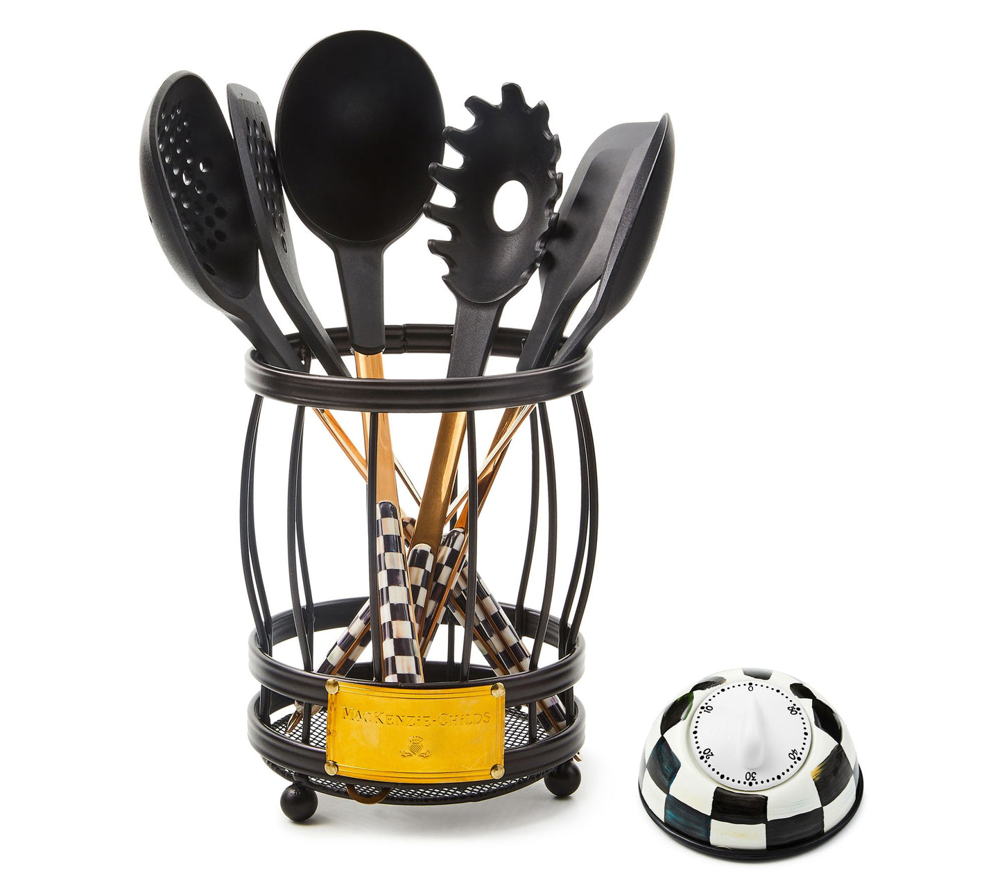 MacKenzie- Childs Kitchen Utensil Set with Holder and Timer