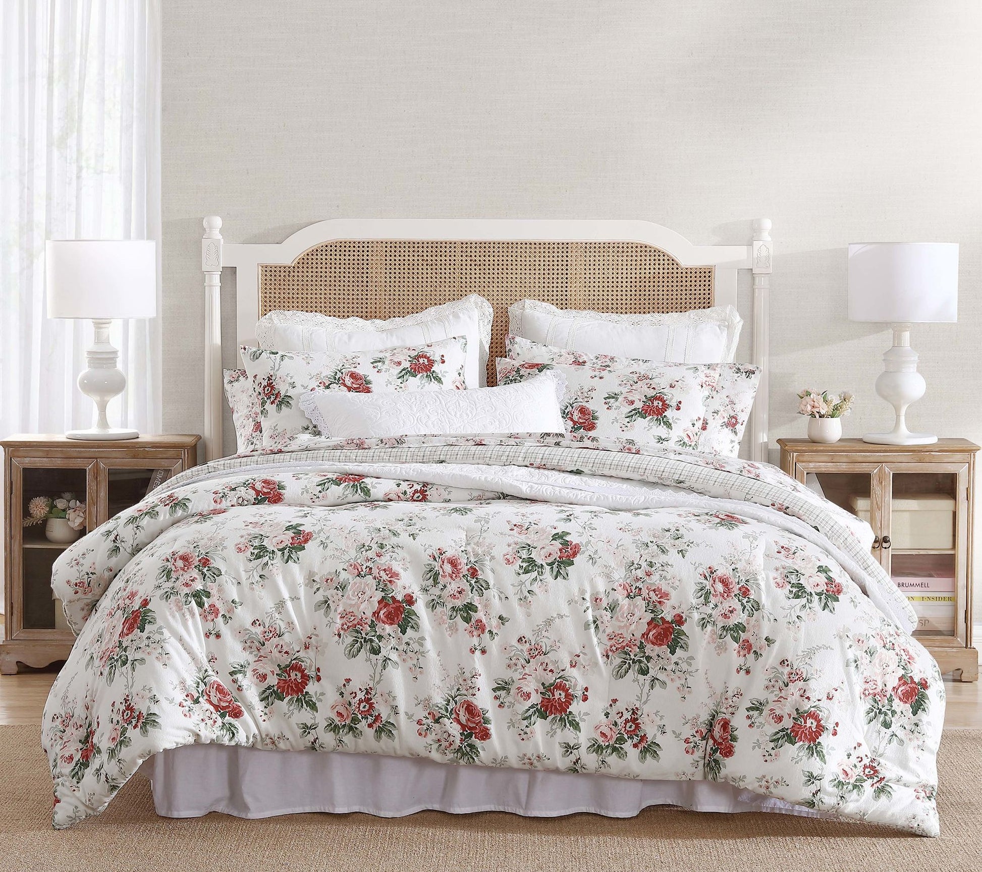 Laura Ashley Ashfield Red-Green King ComforterSham Set