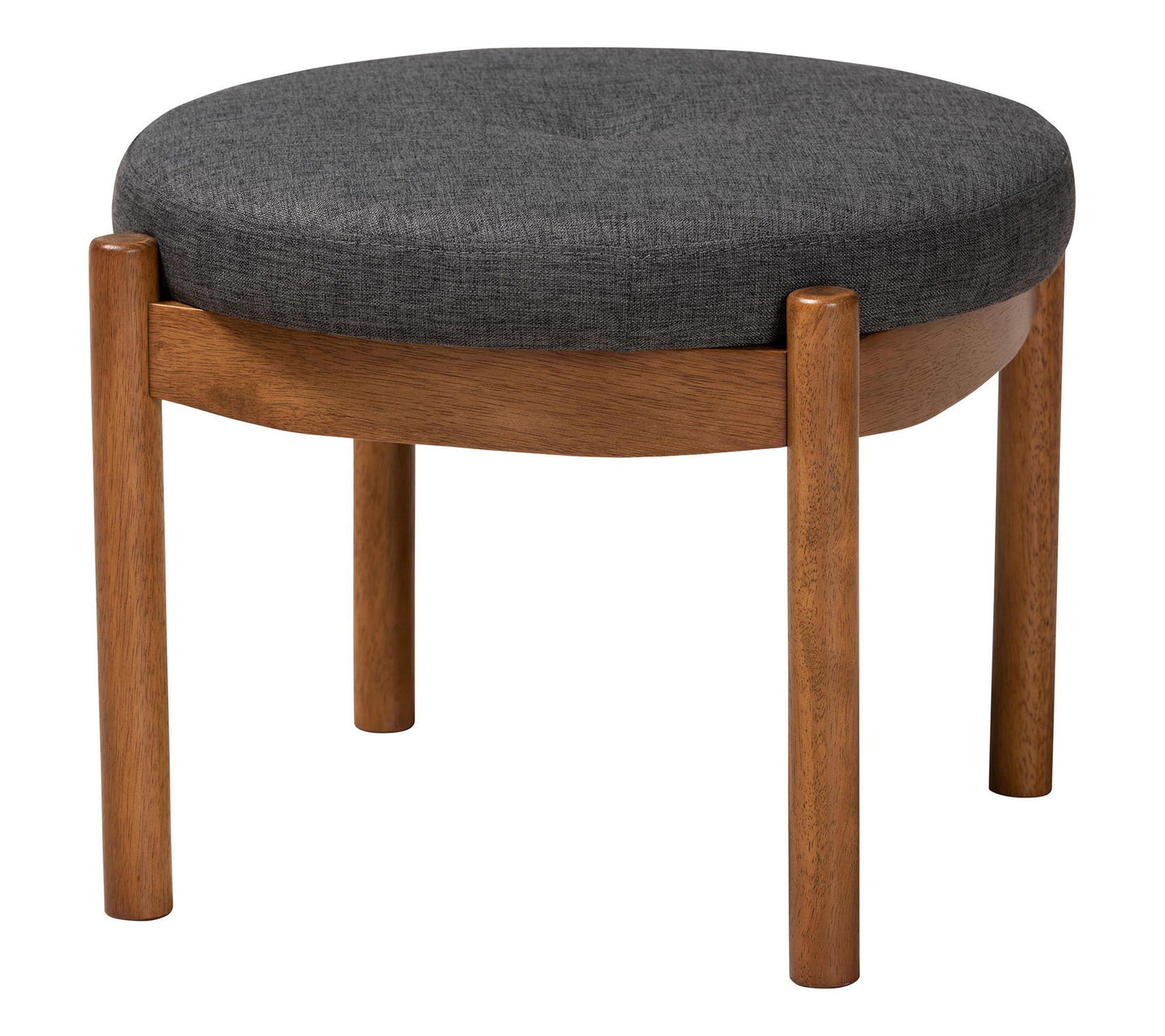 Baxton Studio Iliana Fabric and Wood Ottoman Footstool