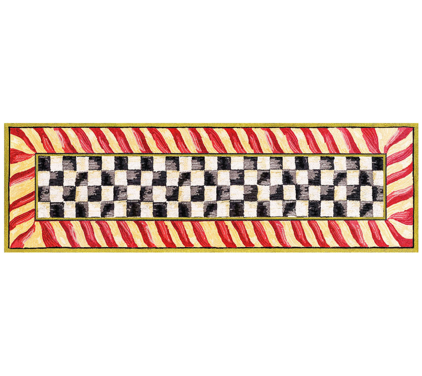 MacKenzie-Childs Courtly Check & Red 2'6"x8' Washable Runner