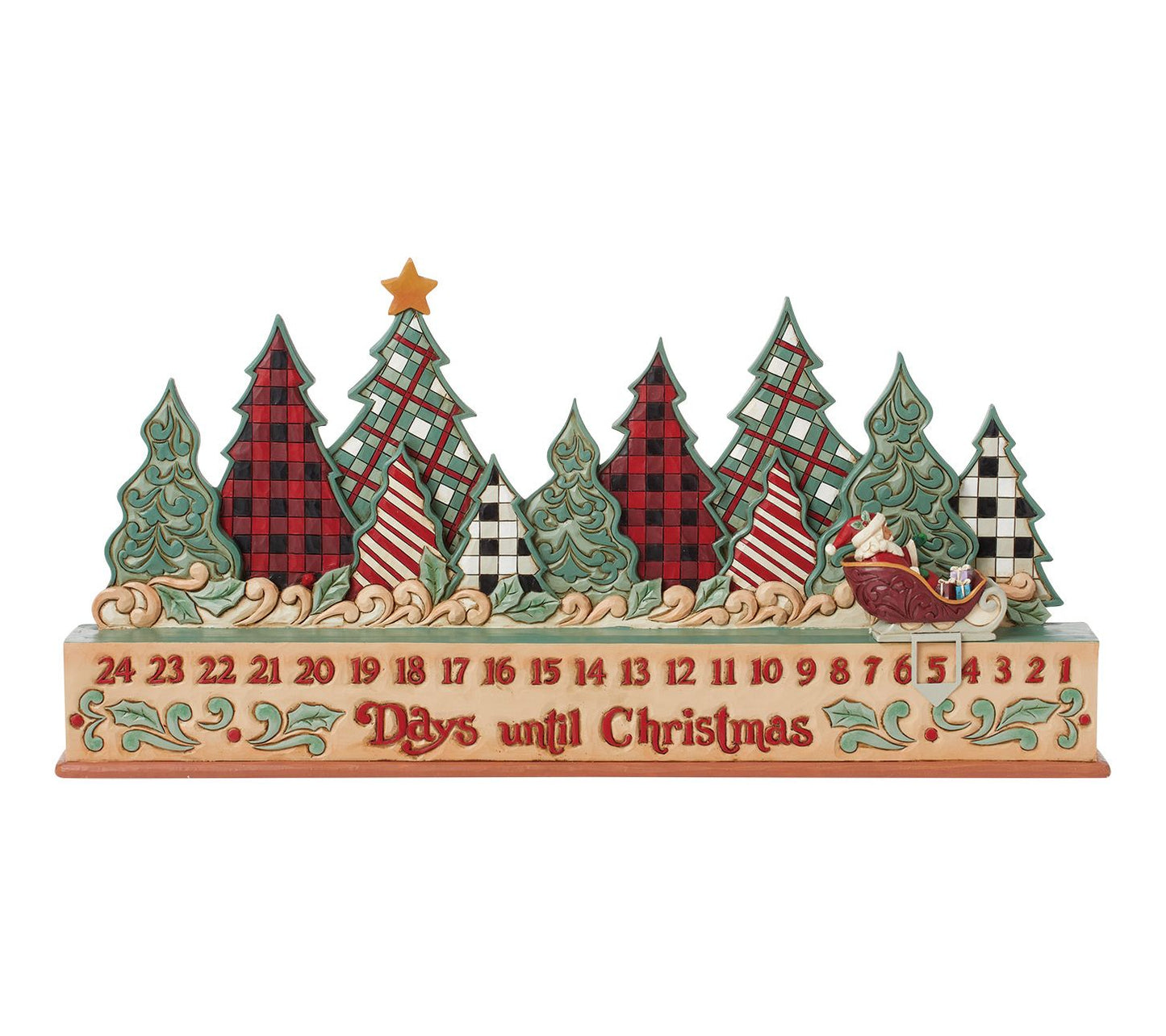 Jim Shore Highland Glen Santa Countdown Calendar Figurine 4.5"