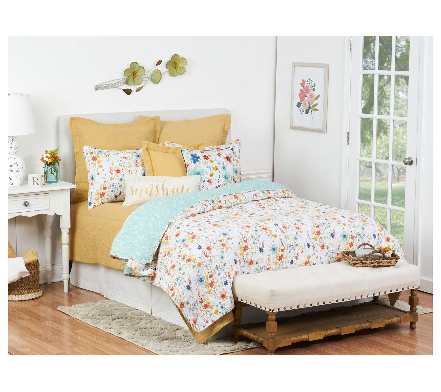 Sheila Floral King 3 Piece Quilt Set by Valerie