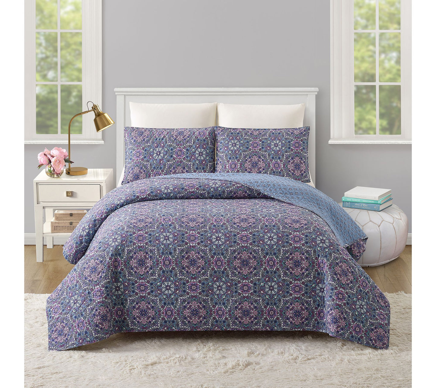 Modern Heirloom Lavender Florals 3-PC King Quilt Set