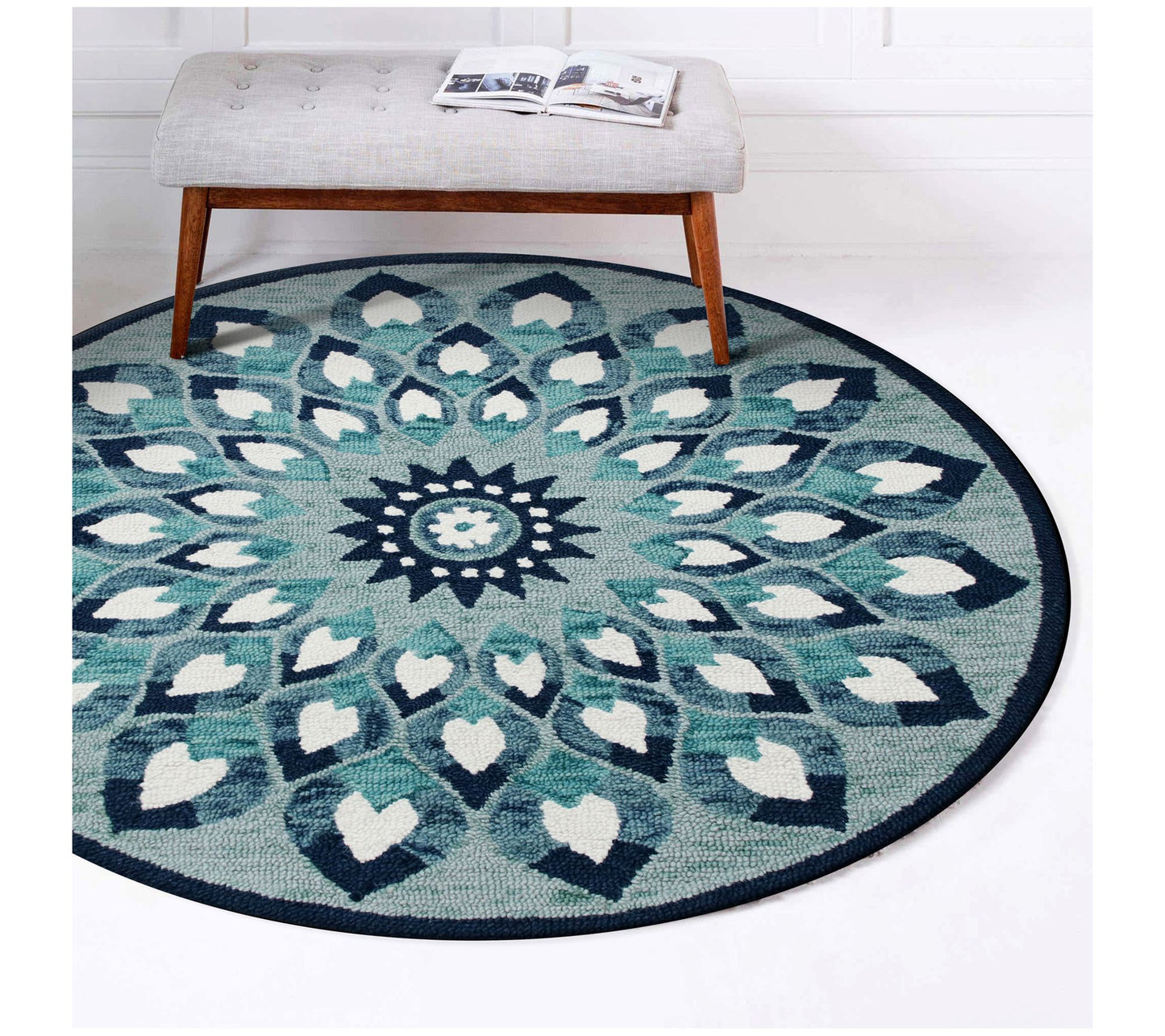 Ox Bay Geometric Medallion Hand-Tufted Wool Rug, 6' Round