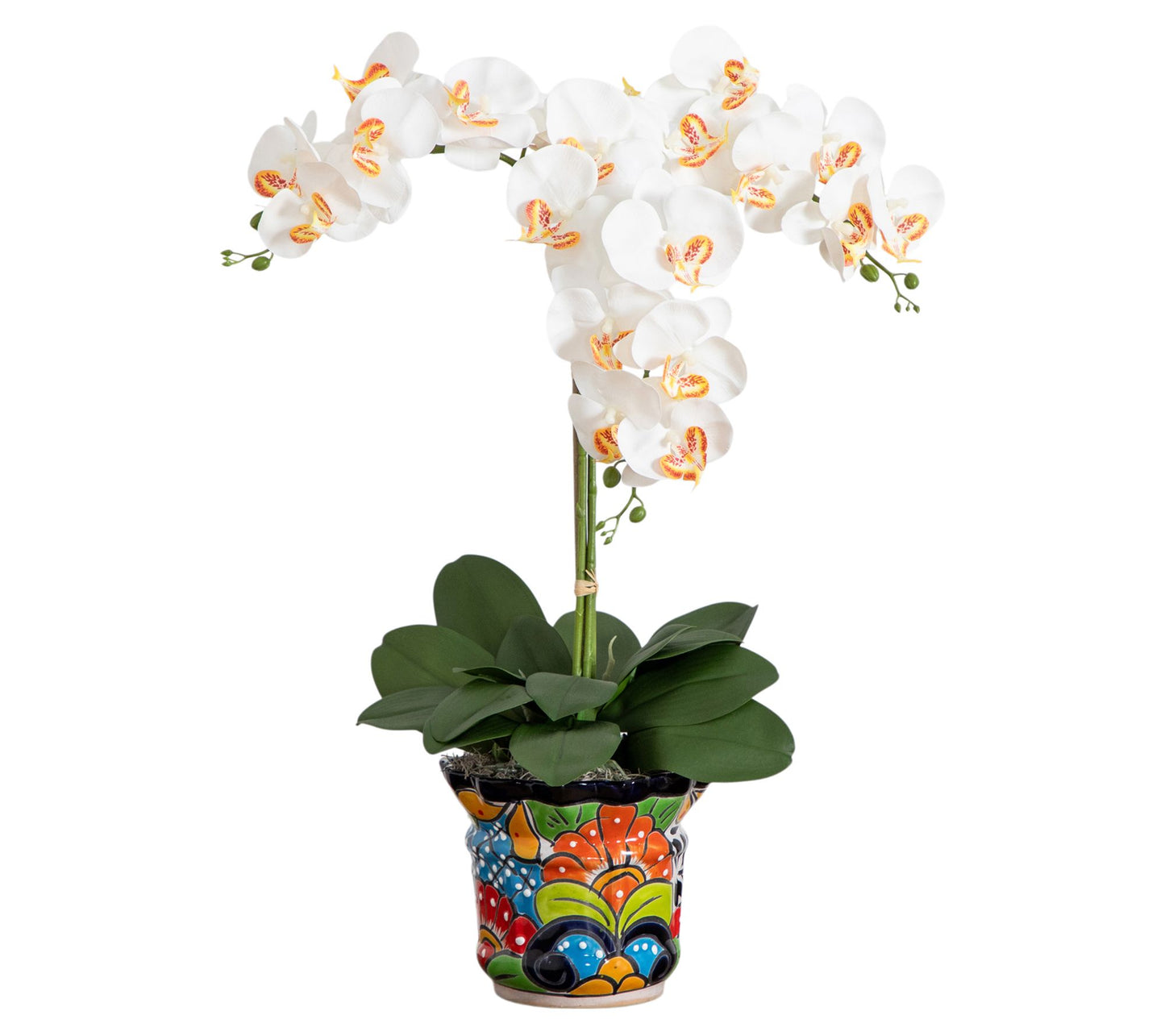 Nearly Natural 27" Triple Orchid in Talavera Ceramic