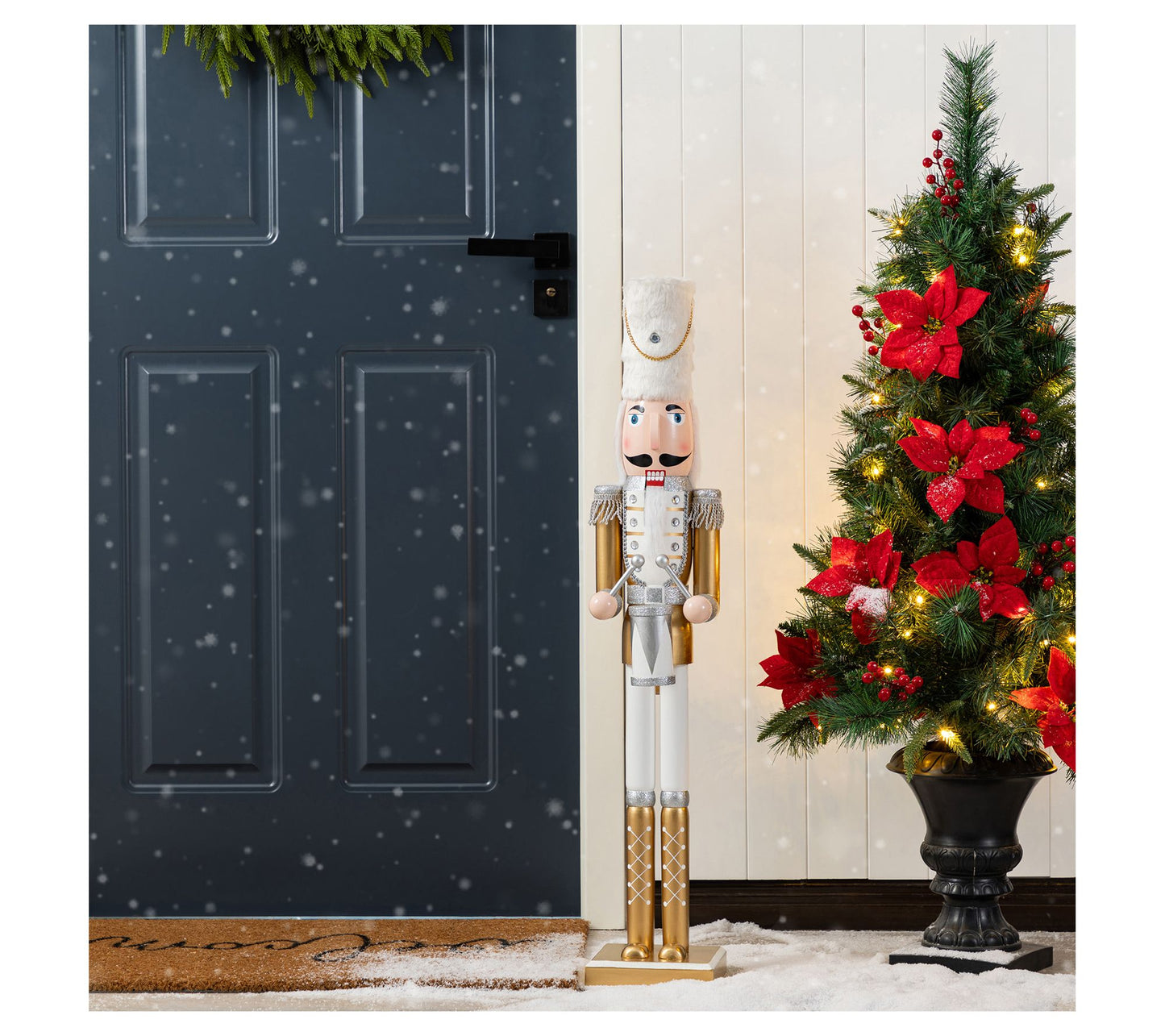 Glitzhome 35.75" Christmas Gold Dressed SoldierNutcracker