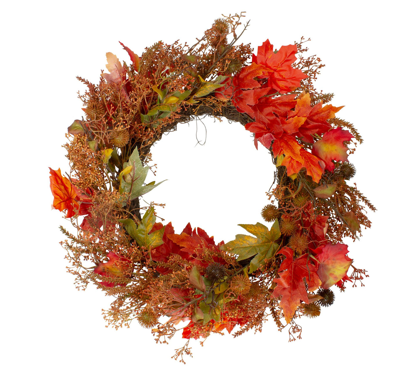 Northlight 24" Harvest Maple Leaf with BerriesWreath, Unlit