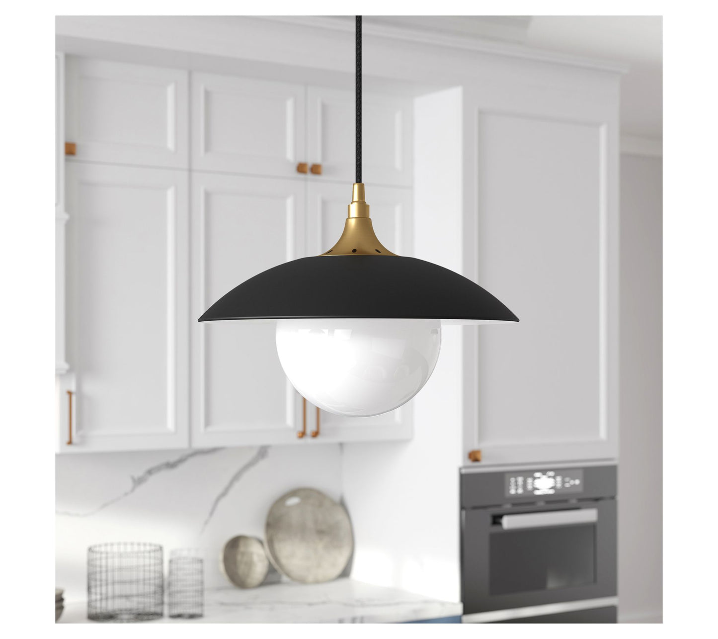 Hudson&Canal Alvia 14.5" Wide Pendant with Metal/Glass Shade
