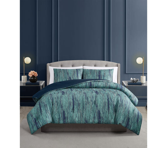 Vince Camuto Li nework Stripe 3 Piece Full/Que en Comforter Se