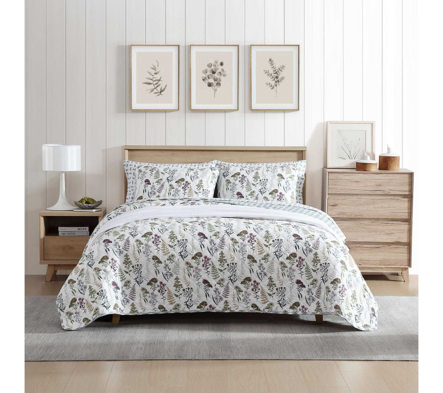 Eddie Bauer Flower Field Grey Cotton King QuiltSet
