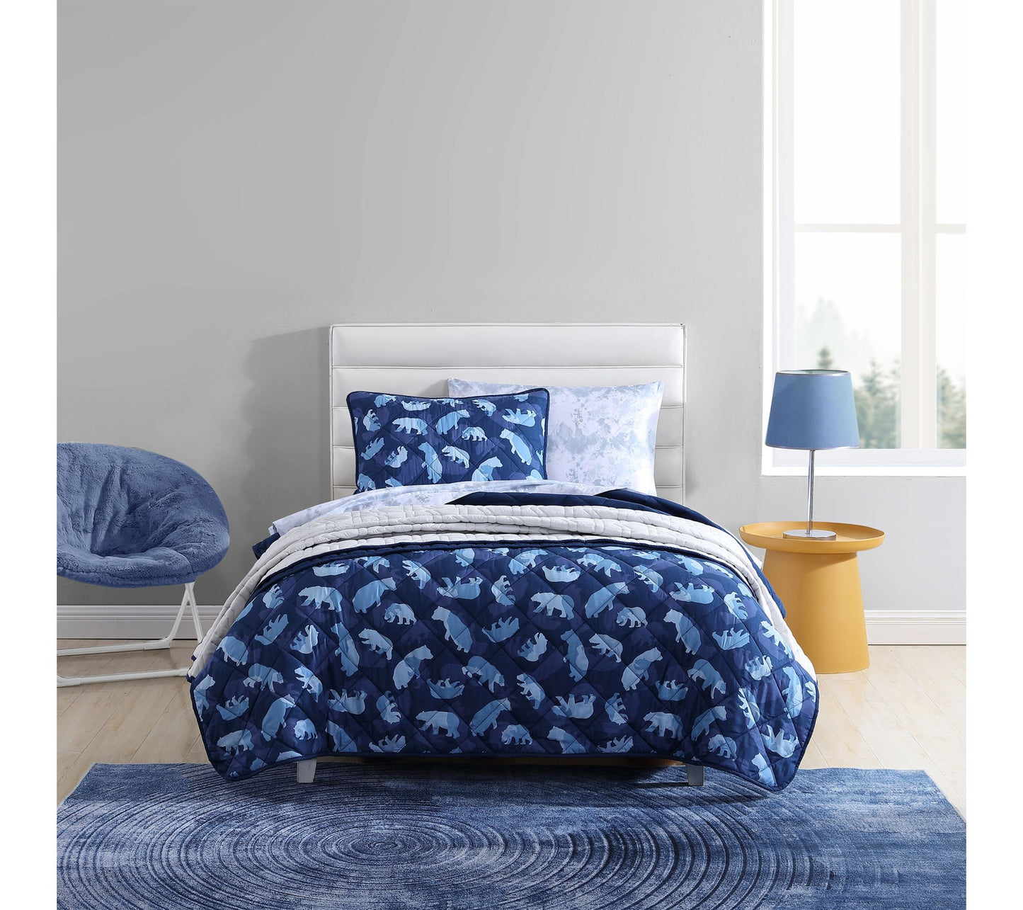 Eddie Bauer Kids Camp Camo Bear Navy Full QuiltSet