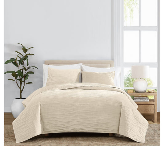 Royal Velvet Wavy Cotton Velvet Full/Queen Quilt Set