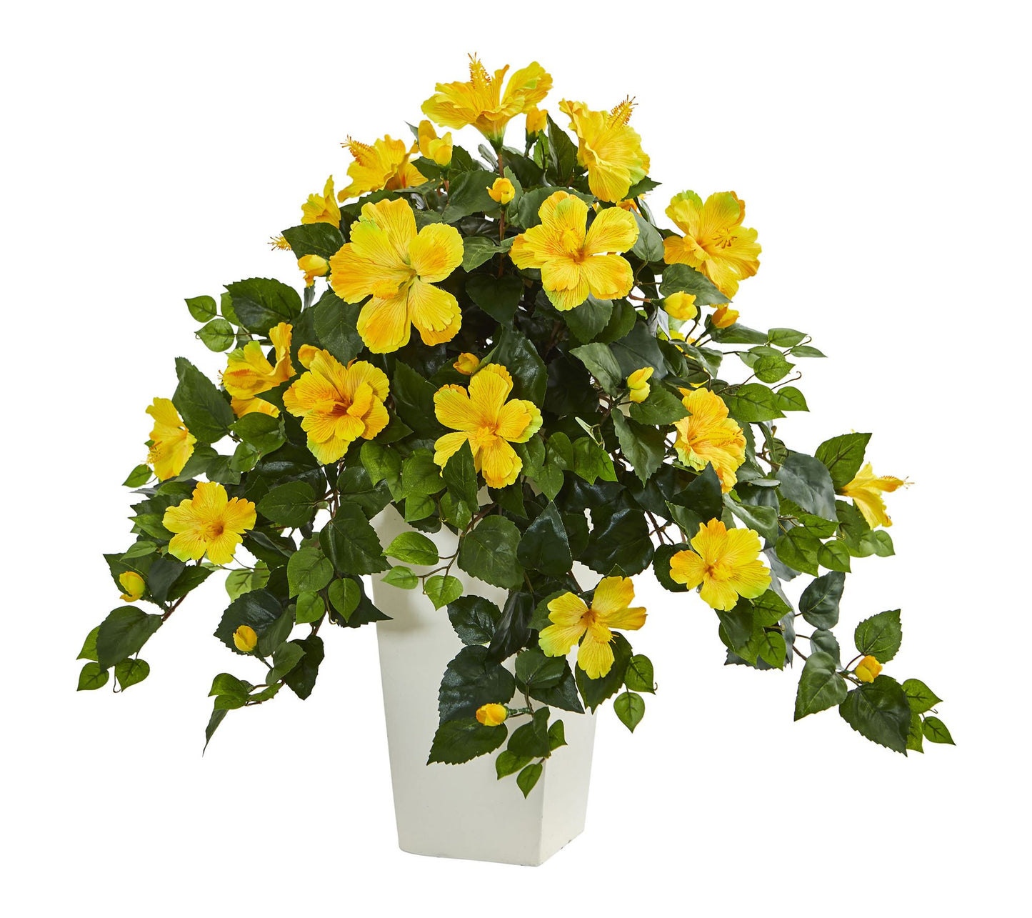 Nearly Natural Hibiscus Artificial Plant in Tow er Planter