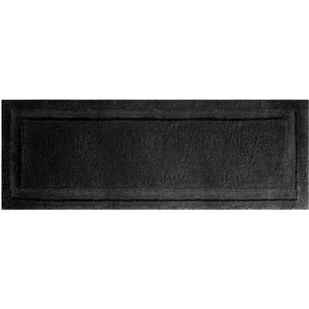 iDesign Alfombra de Baño de Microfibra Negra con Estampado Sólido de Poliéster, 1' x 2', Antideslizante